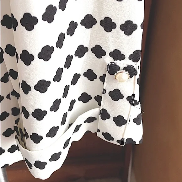 L BRIXON IVY SCOOP NECK  BLACK & CREAM PULL OVER BLOUSE 3/4 LOOSE Sleeve… - Picture 3 of 13